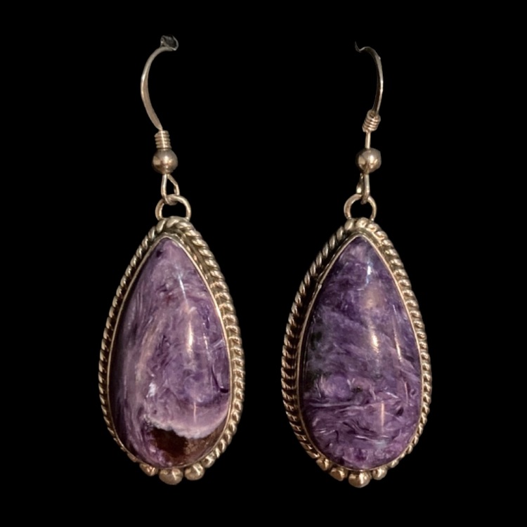 Native American Navajo Made Charolite Earrings